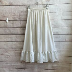 VINTAGE YOU BABES MAXI SKIRT WITH EYELET RUFFLE IN IVORY